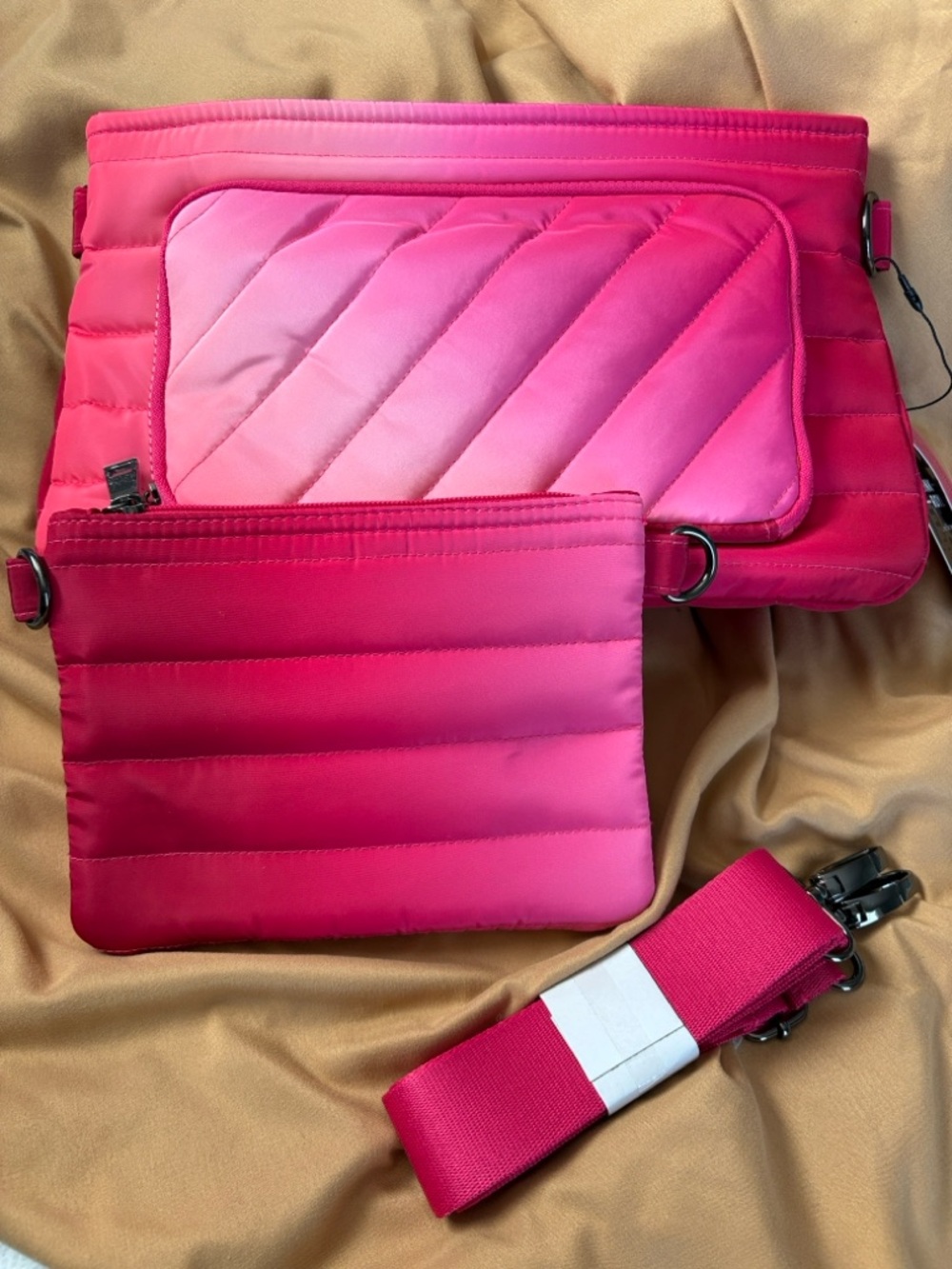 THINK ROYLN Quilted Hot Pink Tablet Sleeve Set with Detachable Strap